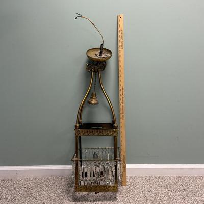 LOT 138B: Brass & Crystal Hanging Light Fixture