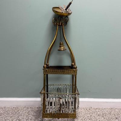 LOT 138B: Brass & Crystal Hanging Light Fixture