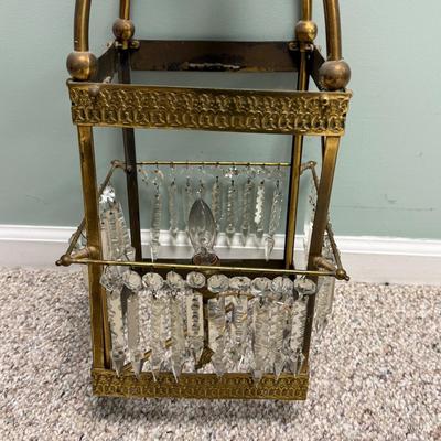 LOT 138B: Brass & Crystal Hanging Light Fixture