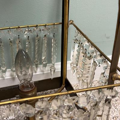 LOT 138B: Brass & Crystal Hanging Light Fixture