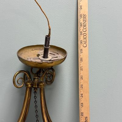 LOT 138B: Brass & Crystal Hanging Light Fixture