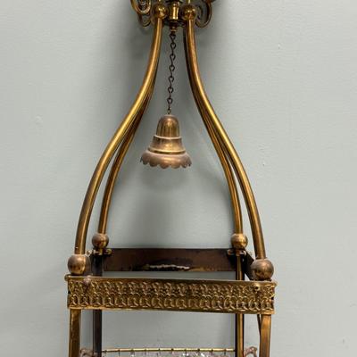 LOT 138B: Brass & Crystal Hanging Light Fixture