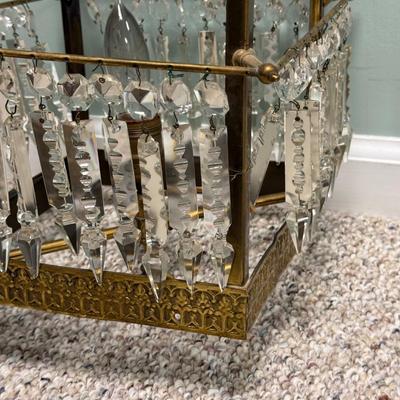 LOT 138B: Brass & Crystal Hanging Light Fixture