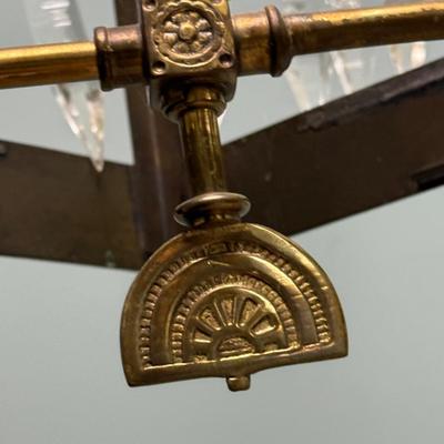 LOT 138B: Brass & Crystal Hanging Light Fixture