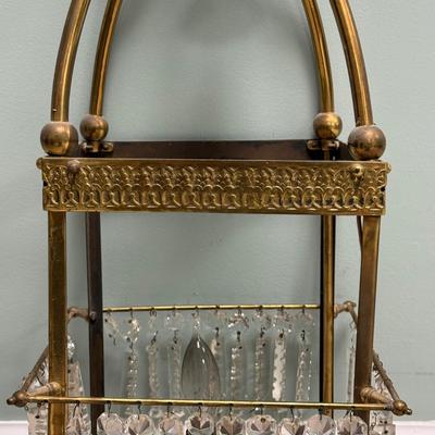 LOT 138B: Brass & Crystal Hanging Light Fixture