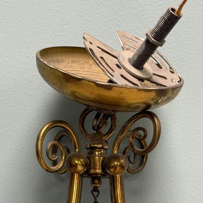 LOT 138B: Brass & Crystal Hanging Light Fixture