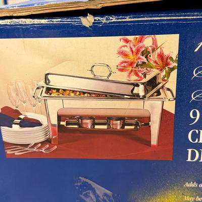 LOT 139B: Three Culinary Essentials Stainless Steel 9qt Chafing Dishes in Box