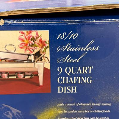 LOT 139B: Three Culinary Essentials Stainless Steel 9qt Chafing Dishes in Box
