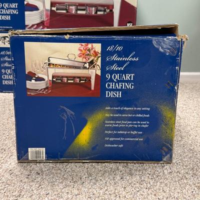 LOT 139B: Three Culinary Essentials Stainless Steel 9qt Chafing Dishes in Box