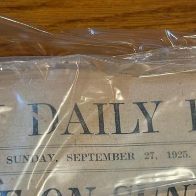 LOT 146W: Antique 1925 Brooklyn Daily Eagle Newspaper w/ COA