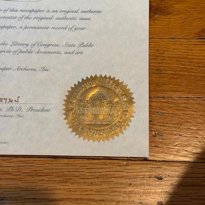 LOT 146W: Antique 1925 Brooklyn Daily Eagle Newspaper w/ COA