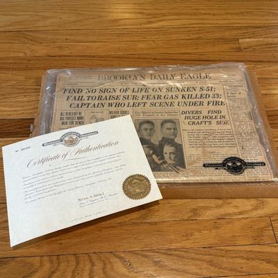 LOT 146W: Antique 1925 Brooklyn Daily Eagle Newspaper w/ COA