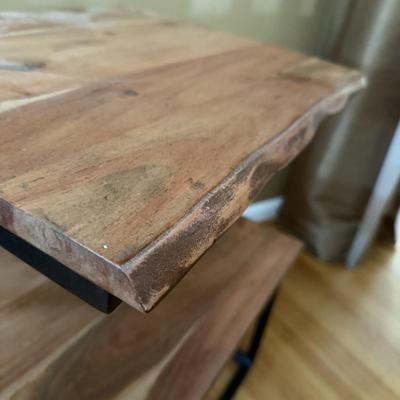 LOT 151L: Wooden Two Tier Side Table w/ Beautiful Lamp