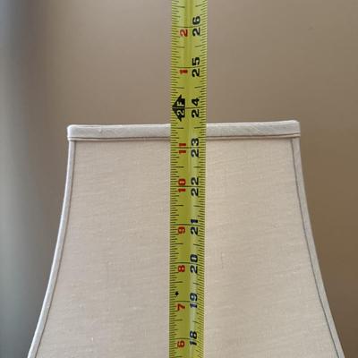 LOT 151L: Wooden Two Tier Side Table w/ Beautiful Lamp