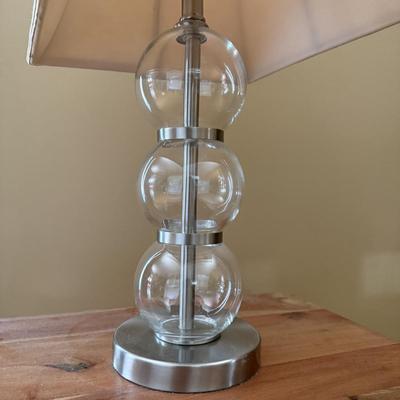 LOT 151L: Wooden Two Tier Side Table w/ Beautiful Lamp