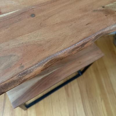 LOT 151L: Wooden Two Tier Side Table w/ Beautiful Lamp