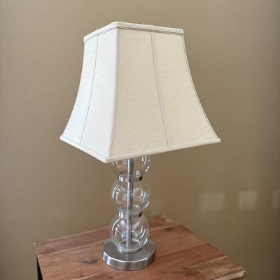 LOT 151L: Wooden Two Tier Side Table w/ Beautiful Lamp