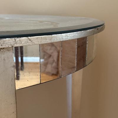 LOT 154L: Vintage Hand Made Mirrored Circle Table Signed by Artist