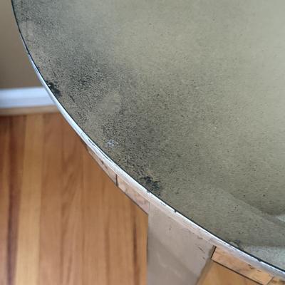 LOT 154L: Vintage Hand Made Mirrored Circle Table Signed by Artist