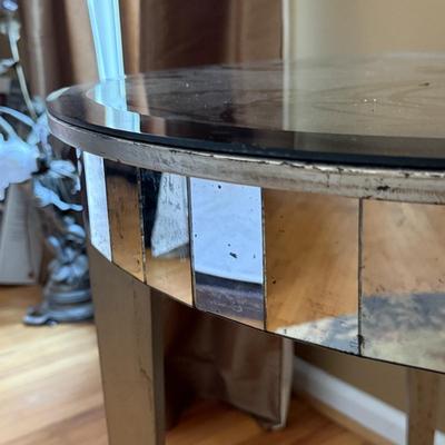 LOT 154L: Vintage Hand Made Mirrored Circle Table Signed by Artist