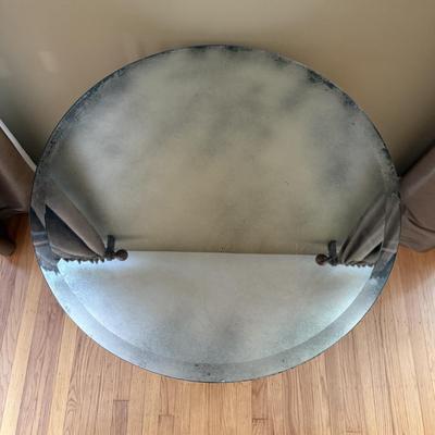 LOT 154L: Vintage Hand Made Mirrored Circle Table Signed by Artist