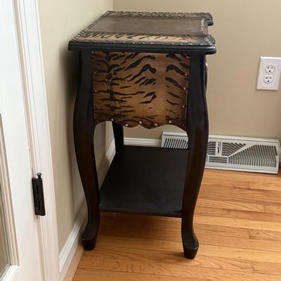 LOT 155D: Vintage Leather & Animal Print Side Table