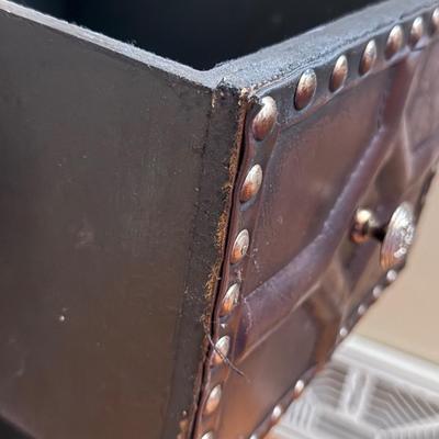 LOT 155D: Vintage Leather & Animal Print Side Table