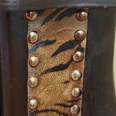 LOT 155D: Vintage Leather & Animal Print Side Table