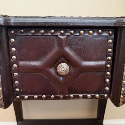 LOT 155D: Vintage Leather & Animal Print Side Table