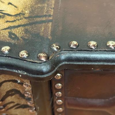 LOT 155D: Vintage Leather & Animal Print Side Table