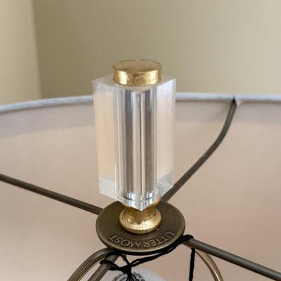 LOT 158U: Gold Leafed w/ Crystal Foot Table Lamp