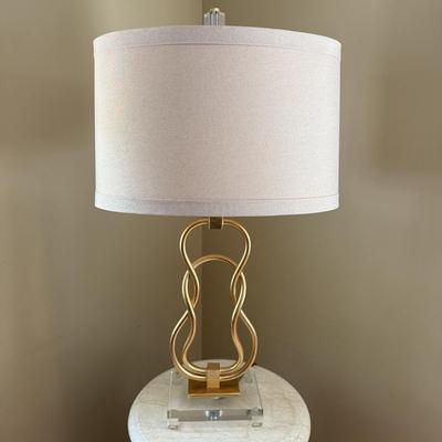 LOT 158U: Gold Leafed w/ Crystal Foot Table Lamp