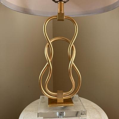 LOT 158U: Gold Leafed w/ Crystal Foot Table Lamp