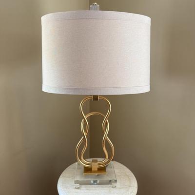 LOT 158U: Gold Leafed w/ Crystal Foot Table Lamp
