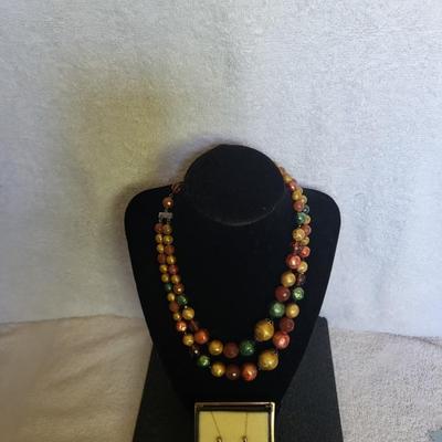 STAR BEAD NECKLACE, 12K GOLD FILLED HEART SET, 1 PENDANT AND PAIR OF EARRINGS