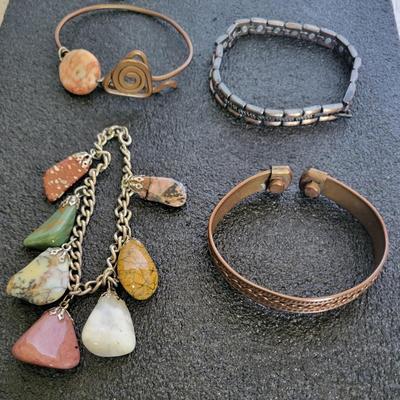 EARTHTONE BRACELETS AND BROOCH