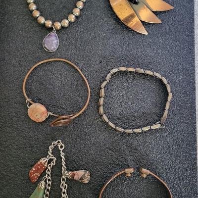 EARTHTONE BRACELETS AND BROOCH