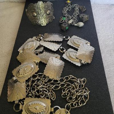 SILVER-TONE JEWELRY AND CONCHO BELT