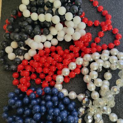 PATRIOTIC LOT OF BEADED NECKLACES AND BRACELET