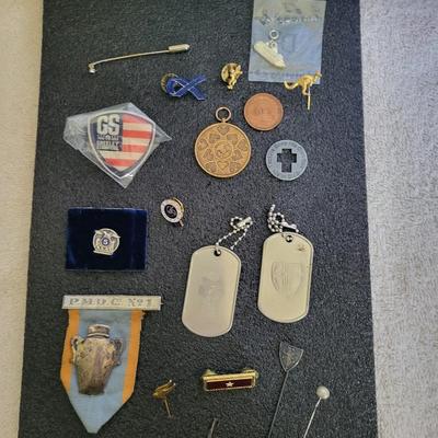 MISC VINTAGE PINS, MEDALS, ETC
