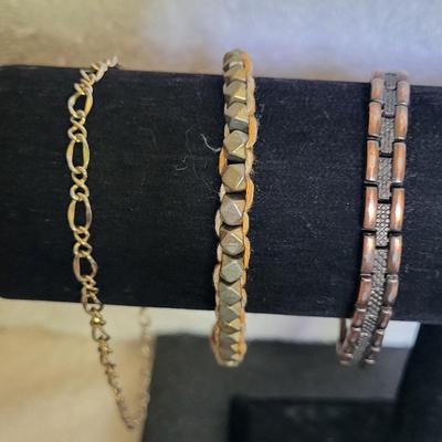 2 GOLD FILLED AND 5 MISC BRACELETS