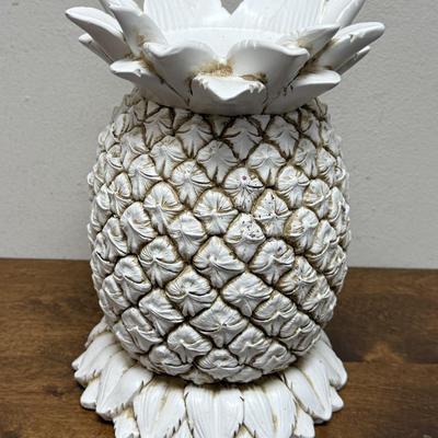 Homework White Wood Pineapple Candle Base Glass Hurricane Base