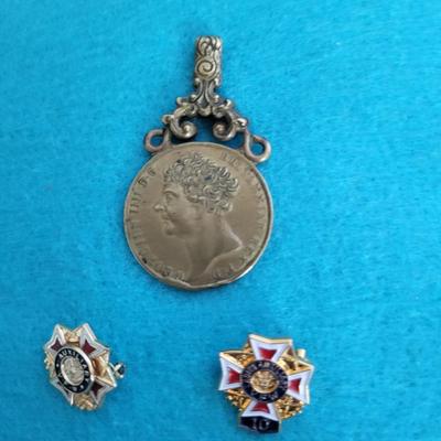 1825 BRONZE GEORGE IV REPLICA, VINTAGE CALENDAR KEYCHAIN AND MORE
