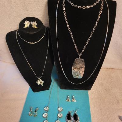 8 PIECE SILVER-TONE JEWELRY
