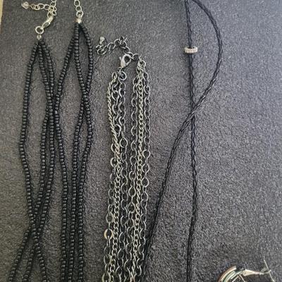 BLACK-TONE EARRINGS AND NECKLACES