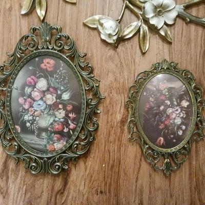 3 OVAL ORNATE PICTURES MADE IN ITALY AND A SYROCO WALL HANGING