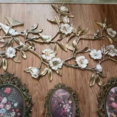 3 OVAL ORNATE PICTURES MADE IN ITALY AND A SYROCO WALL HANGING