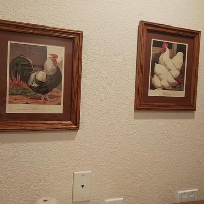 2 FRAMED PICTURES OF ROOSTERS