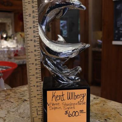 Kent Ullberg Vivance Stainless & Marble Signed Dolphin