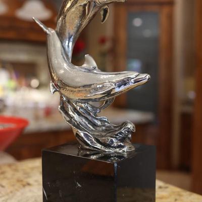 Kent Ullberg Vivance Stainless & Marble Signed Dolphin
